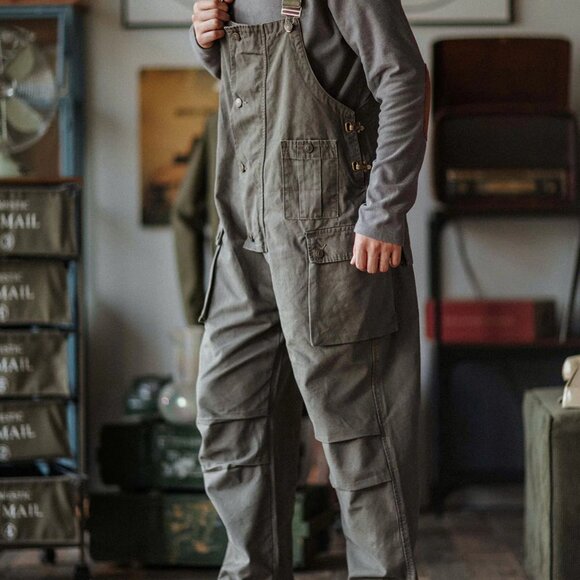 Overalls in dark olive by Madepants - Picture 1 of 7